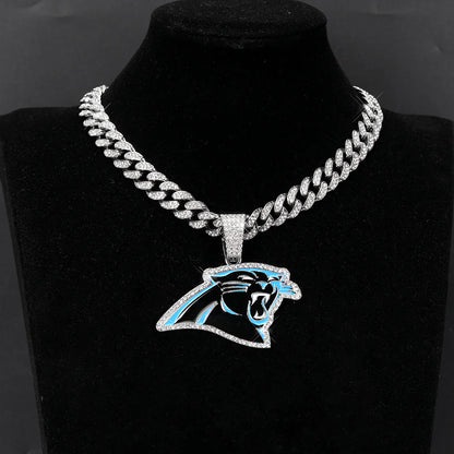 Sports LOGO Pendant Necklace with Iced Out Cuban Chains for Football Fans