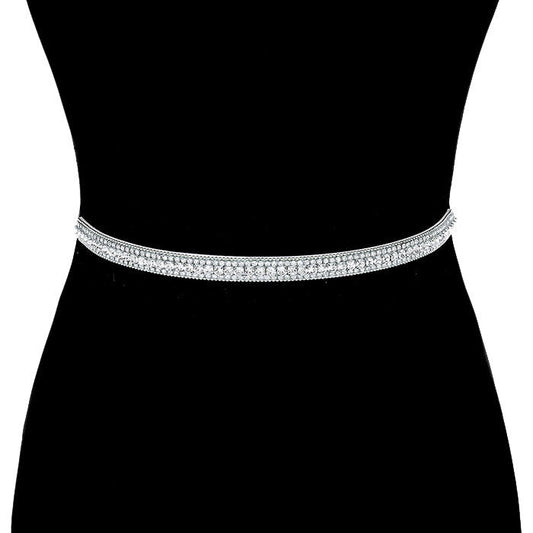 Rhinestone Sash Ribbon Bridal Wedding Belt Headband